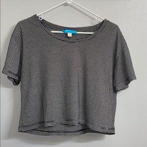 Black/white striped crop top